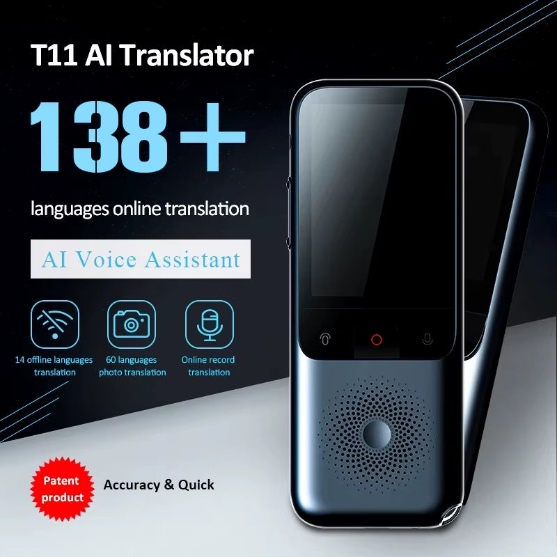 2024 New T11 Audio Translator Portable 138 Language Smart Translator Offline in Real Time Smart Voice AI Voice Photo Translator