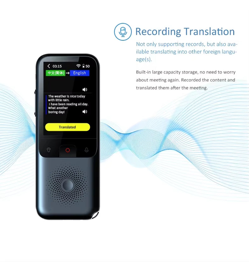 2024 New T11 Audio Translator Portable 138 Language Smart Translator Offline in Real Time Smart Voice AI Voice Photo Translator