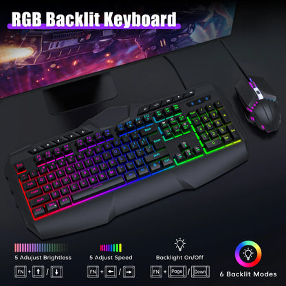 Rainbow LED Backlit Wired Gaming Keyboard